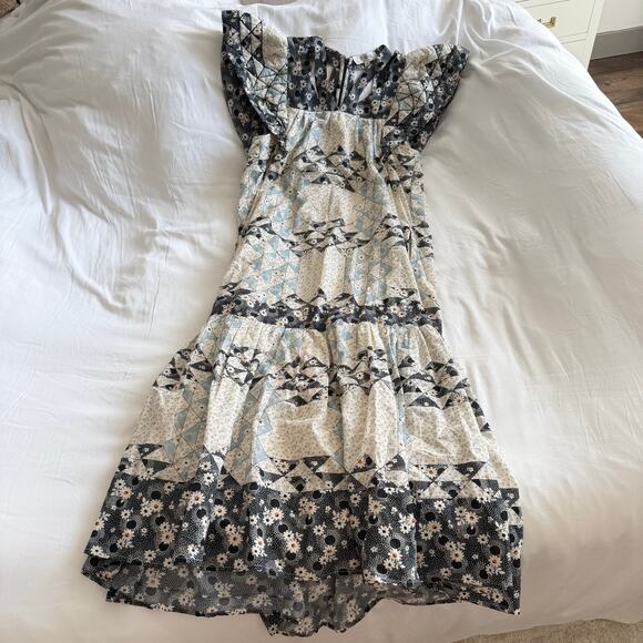 SEA New York Clemence Belted Cutout Patchwork Cotton Voile Midi Dress XS - Picture 1 of 6